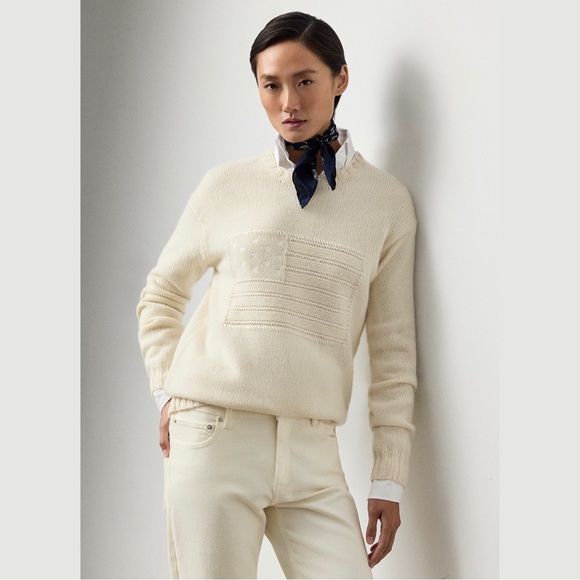 Ralph Lauren Collection Flag Cashmere Crewneck Sweater Pre-Spring 2026 - Picture 10 of 13